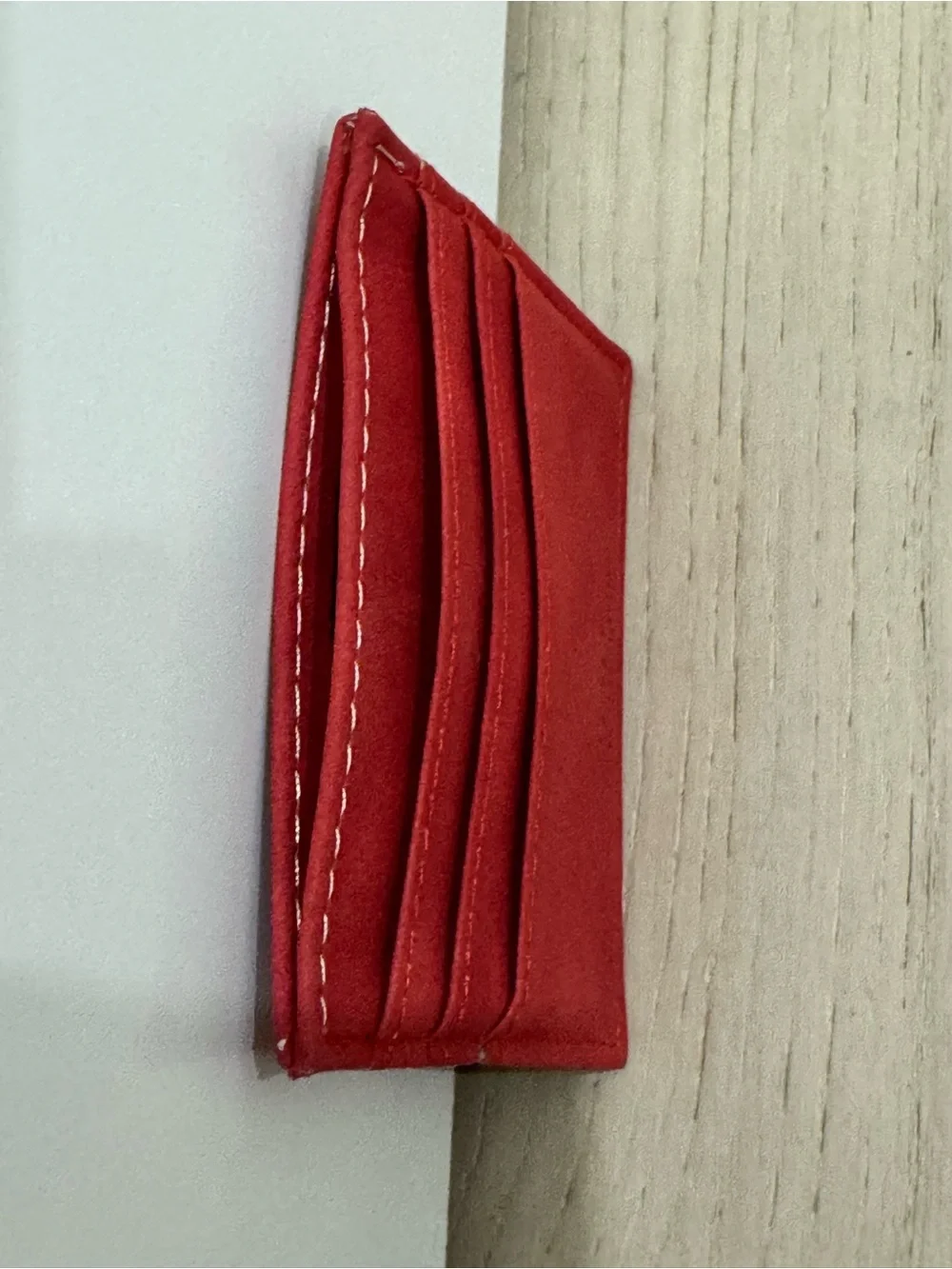 States of Mind Red Leather Card Holder Slim Credit Card Wallet